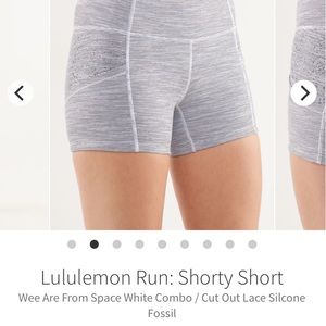 Lululemon Run- Shorty Short Wee Are From Space White Combo